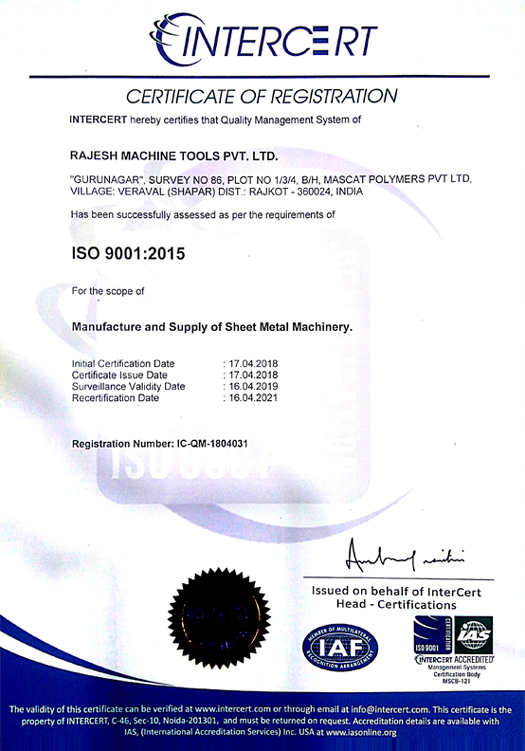 Rajesh Group - ISO Certificate